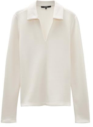 someday Damen Langarmshirt | Poloshirt KIKY Slim aus Viskose Mix Soft Cream, 42