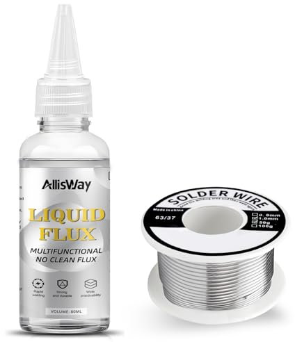 Allisway Flussante per Saldatura a Stagno, No-Clean Flux Saldatura Liquido, Stagno per Saldare, Filo di Saldatura a Nucleo di Colofonia, Adatto per Acciaio Inossidabile, PCB, Elettronica, 80ml