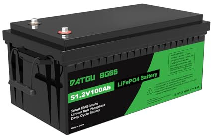 DATOUBOSS 48V 100Ah LiFePO4 Batterie, 5120Wh Lithium Akku mit Verbessertes 100A BMS, 10000+ Tiefe Zyklen, Unterstützung in Parallelschaltung, für Golfwagen, Wohnmobile, Solaranlage, Camping