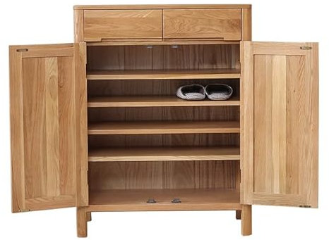 PYCJNFC Schuhregal Nordischer Schuhschrank aus Massivholz Moderner Eingangsschrank mit Schubladen Eiche Einfacher zweitüriger Lagerschrank Schuhaufbewahrungsschrank