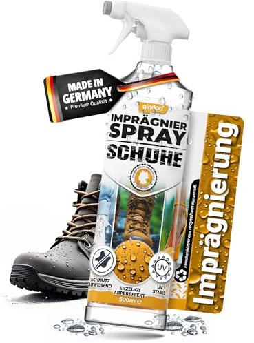 Qindoo Imprägnierspray Schuhe, Sneaker Schutz für Leder, Textil & Stoff, Regen, Nässe & Schmutz Atmungsaktiv & Farbneutral, PFC Frei, Made in Germany, 0,5 L (1er Pack)