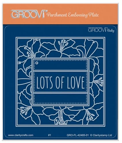 Clarity Stamps Floral Frame & Sentiments - Lots of Love Lilies A6 Square Groovi Plate