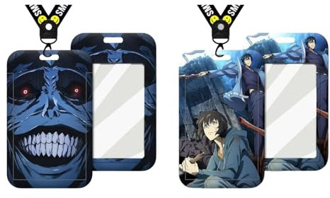 2 Pcs Solo Leveling Anime Porte Badge Ensembles avec Lanière Tour de Cou, Lanyard avec Porte Cartes, Pour la Cantine de Carte d'identité de Bus d'École de Bureau (6)