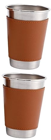 Warmhm 2pièces Lot De Chopes à Bière Anti-brûlure Similicuir Gobelets Pour Boissons De Pendaison De Crémaillère
