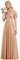 Ever-Pretty Robe Longue de Soiree Tulle Plissé Femme Manches Courtes Col V A Line Taille Empire Brillante Élégante Or Rose 48