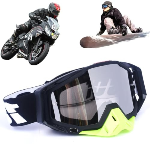 Yoihuqi Motocross Brille, Winddichte Staubdichte Motocross-Brille, SkiBrille, Dirt Bike Crossbrille, Anti Fog UV Skibrille, Off Road Racing Fahrbrille, für Radfahren, ATV, UTV