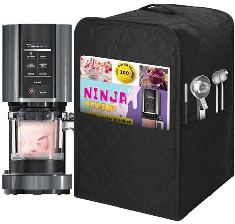 Ice Cream Maker Cover, Waterproof And Dust-Proof 600D Nylon Material,Maker Cover Case Compatible for Ninja CREAMi Deluxe Ice Cream Maker NC501/ NC301/ NC299 AMZ (Black)