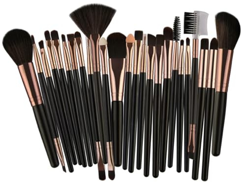 WRITWAA 25 Stück Nylon Make Up Pinselset Damen und Mädchen Kunststoffgriff Langlebig Nylonborsten Natürlich Kosmetikpinsel für Tägliches Schminken und Anfänger