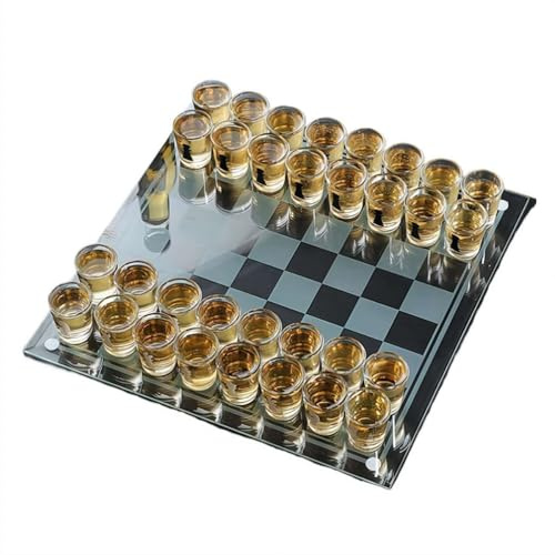 Chess Set – Fancy Chess Board with Shot Glass Chesses Pieces, Fun Drinking Game Edition Where the Loser Takes a Shot, Perfect for Game Nights & Adult Entertaining