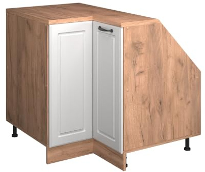 Vicco Eck-Küchenschrank für Dachschrägen R-Line, Weiß Landhaus, 75.6 cm mit 1 Tür, Schrankkorpus 60 cm Tiefe, zur freien Kombination innerhalb modularer Küchensysteme