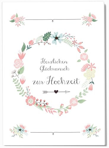 Sophies Kartenwelt Hochzeitskarte Glückwunsch A4 // Hochzeitskarte groß Sanfte Farben // große Hochzeitskarte edel // Hochzeitsdeko