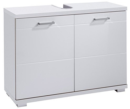 byLIVING Waschbeckenunterschrank NEBRASKA, Korpus mit robuster und pflegeleichter Oberfläche, die Türen aus MDF lackiert, Holzwerkstoff, Matt Weiß-Hochglanz Weiß, B 80, H 59, T 31,5 cm