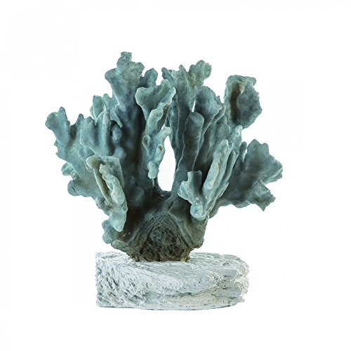 Casablanca Skulptur Koralle - aus Poly in hell-blau auf Sockel H 26 cm