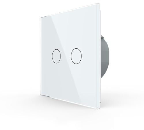 Funk Serienschalter Glas Lichtschalter Touchscreen von Luxus Time weiß/schwarz/grau/gold C702R-11-A (Weiß)