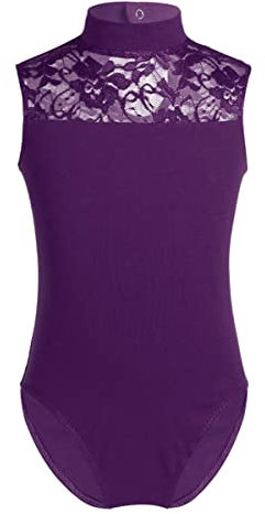 iEFiEL Bambine Vestito da Balletto Leotard Body da Ginnastica Artistica Abito da Ballo Allenamento Performace Lezione Dancewear 5-14 Anni Viola 13-14 Anni