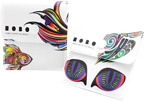 Reccisokz 2 Aschenbecher Aschenbecher - Feuerfestes PVC - Geruchsneutral - Tragbares Kompakt - Einzigartiges Muster aus Regenbogenfischen und psychedelischen Katzen