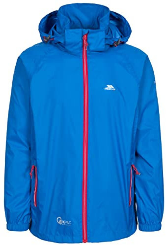 Trespass Waterproof Jacket Men Women Packaway Rain Coat With Hood, Light Rain Jacket Windbreaker, Raincoat In A Bag, Rain Coats For Men, Rain Coats for Women Qikpac X