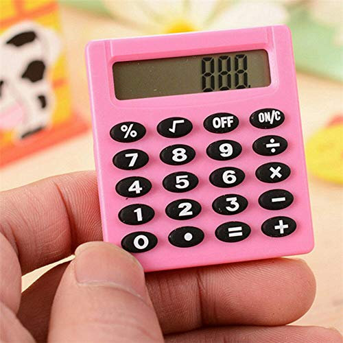 POWERTOOL Calculatrice de Poche Portable pour école/Enfants/Maison/Bureau/infirmières – Solaire/Batterie – Affichage à 8 Chiffres – Fête/Cadeaux/Événements (Rose, 1 pièce)