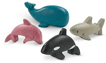 PLAN TOYS Figurines : 4 ANIMAUX DE LA MER
