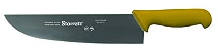 Starrett Professional Stainless Steel Chefs Kitchen Knives - Wide Straight Profile - 12-inch (300mm) - Yellow Handle