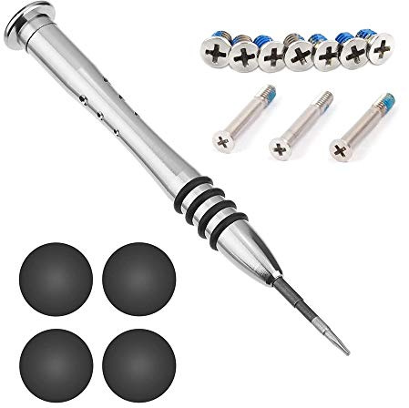 ABMRO 4 x Rubber Case Feet with Bottom Case Replacement Screws Screwdriver Kit for Apple Macbook Pro A1278 A1286 A1297