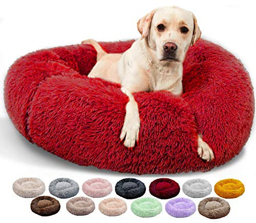 Yurun Panier Chien Exterieur, Lit Douillet pour Animal de Compagnie, pour Animaux de Compagnie Sommeil Profond, Antidérapant Lavable pour Petits et Moyens Chats et Chiens - vin Rouge 40CM