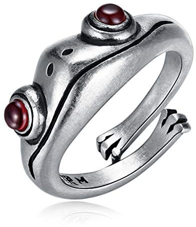 BSTQC Silber Frosch Ringe, Silber Ringe Hypoallergene Silber Frosch Ringe Frauen Vintage Nette Tier Fingerring Schmuck Geschenke