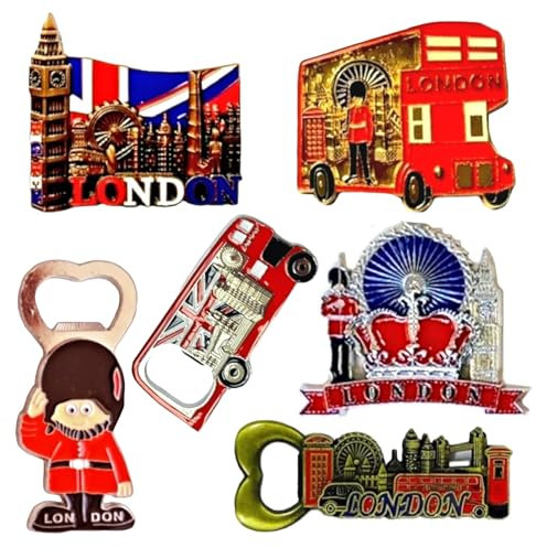 England London Icons Set of 6 Bottle Opener Magnets London Souvenir Fridge Magnets