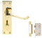 Jiyo.Outdoor Victorian Scroll Bathroom Door Handles in Polished Brass Finish with 64mm Lock