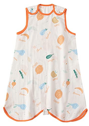 Chilsuessy Sommerschlafsack Baby Schlafsack Sommerschlafsack 0.5 Tog Kinder Schlafanzug Babyschlafsack Ärmellos für Neugeborene 100% Baumwolle, Obst, S/Baby Höhe 60-70cm