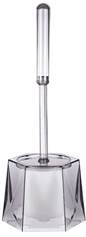 Premier Housewares Grey Toilet Roll Holders Free Standing Acrylic Brush Holder Hexagon Toilet Brushes And Holders Sets Diamante Detailed Freestanding Toilet Roll Holder 13 x 37 x 15