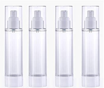 Lepore 4 Pack 30ml 50ml Plastic Airless Pump Bottle,Empty Travel Pump Bottles Container Dispenser for Lotion,Foundation,Cosmetic,Shampoo,Make-up Liquids Sample(50ml)