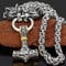 QQTQQ Man Thor hammer necklace, viking retro stainless steel, wolf head with Thor hammer pendant necklace,Gold+silver-60cm