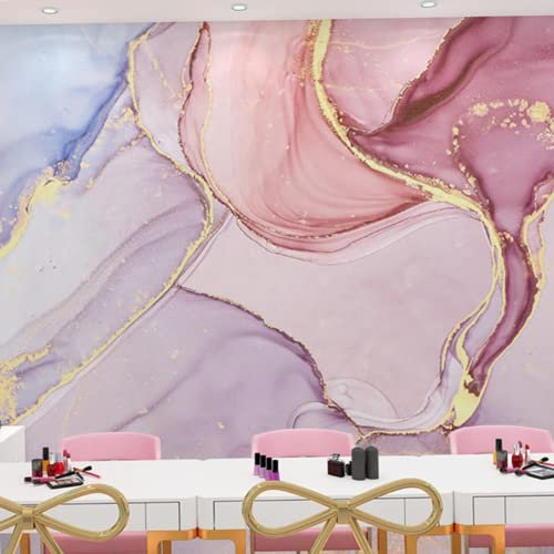 SHINERING Personnalisé Européen Abstrait Papier Peint Rose Or Marbre Rayures Art Mural Décor À La Maison Pour Salon Mur Chambre Revêtement Mural 150cm(L)×105cm(H)