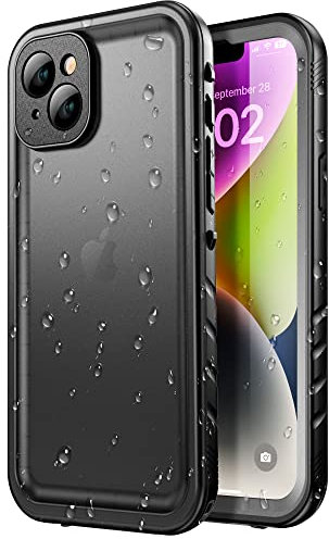 SPORTLINK für iPhone 14 Plus Wasserdicht Hülle - 360 Grad Outdoor Schutzhülle kameraschutz Displayschutz [IP68 Waterproof] [6FT Stoßfeste Hard Case ] Panzerhülle Komplettschutz Handyhülle Schwarz 6,7