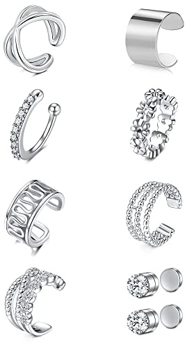 JFORYOU Ear Cuff for Women Non-Piercing Clip On Cartilage Helix Wrap Earrings Magnetic Fake Helix Conch Ear Stud