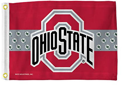 Ohio State Buckeyes Flagge – Bootsflagge – Golfwagen-Flagge – 30,5 x 45,7 cm – Buckey-Streifen-Design