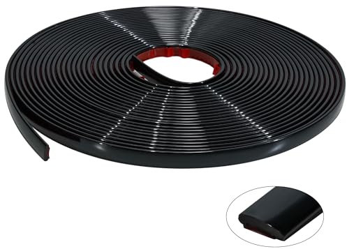JSIWOTH 8M Moulure Auto-adhésives, Noir PVC Flexible Étanche, Baguette de Finition Auto-adhésive pour Mur, Carrelage, Fenêtres, Portes, Miroirs, Dosseret & Meubles(LARG.:1CM, ÉP.:0,25CM)
