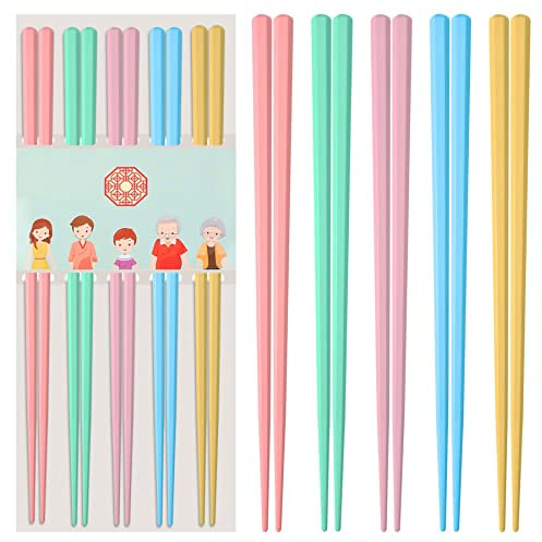 Slivek Bacchette riutilizzabili, bacchette giapponesi cinesi coreane di alta qualità, lavabili in lavastoviglie, antiscivolo, leggere, 23 cm, colori arcobaleno, 5 paia