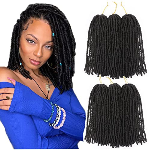 WIGNEE Cheveux à crochet 120 mèches Faux Locs 20 cm, locs doux pré-torsadés, 6 paquets de cheveux à crochet pré-bouclés pour femmes noires (30 cm, 1B)