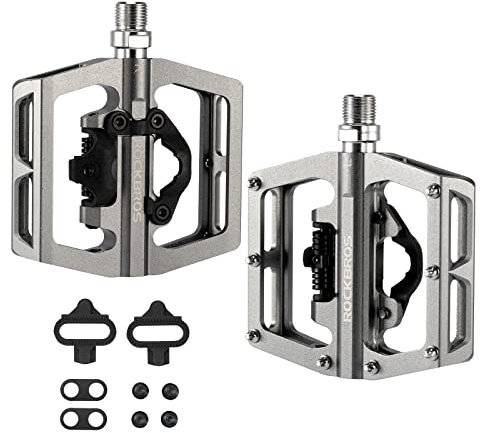 ROCKBROS Fahrradpedale Aluminium rutschfest 2 in 1 SPD Pedale/Plattform Pedale für MTB Rennrad Stadtrad Ti