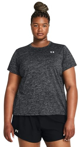 Under Armour Damen Tech Twist Short Sleeve Crew, (001) Schwarz/Weiß, 3X