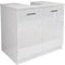 Mama Store ERA113BILU Base Meuble Couvre-Colonne sous lavabo en kit avec 2 Portes Blanc Brillant laqué, Bois d'ingénierie, Large