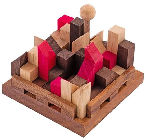 Engelhart – 350140 - La Cité Infernale - Casse-Tête en Bois Niveau Difficile – 11 Pièces – 13 Combinaisons – À partir de 10 Ans – Écologique et Durable - Casse Tete Niveau Avancé