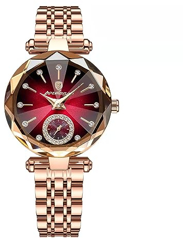 FORSINING Damen-Armbanduhr, Quarz, analog, luxuriös, Diamant-Armbanduhr, Edelstahl, wasserdicht, elegante Uhren