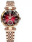 FORSINING Damen-Armbanduhr, Quarz, analog, luxuriös, Diamant-Armbanduhr, Edelstahl, wasserdicht, elegante Uhren, rot, Armband