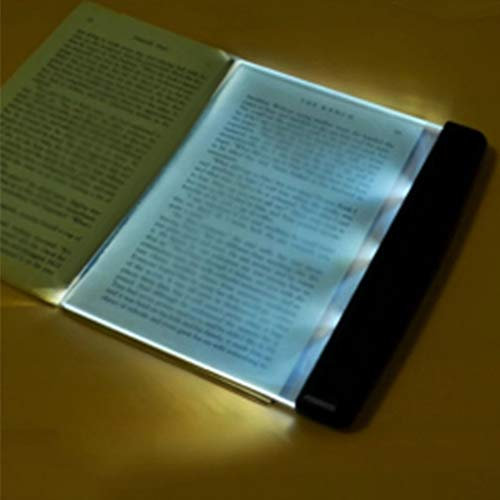 Iseuj Home Lampe plate pour lire la nuit dans le lit - Lumière LED transparente - Marque-page - Lumière pour lire - Illuminateur - Panneau de plaque - Sans fil (noir)