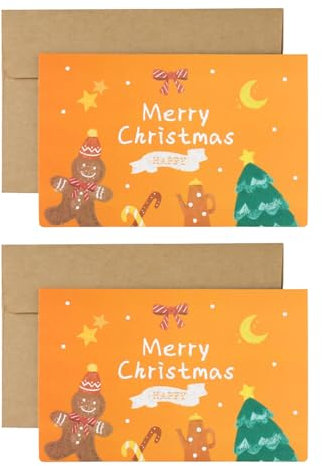 Haloppe Weihnachten Grußkarte 1 Set Grußkarte mit niedlichen Cartoon-Designs Frohe Weihnachten Karte für festliche Feiertage Niedliche Cartoon Weihnachtskarte Orange