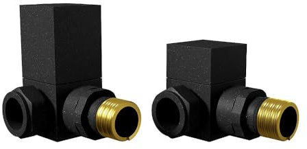 EcoSpa Manual Square Radiator Valve - Corner - Black (Pair)