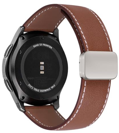 MroTech 22mm Leder Armband kompatibel mit Huawei Watch GT2/GT3/GT4 46mm, Weich Lederarmband Ersatz für Samsung Gear S3 Frontier/Galaxy Watch 3 45mm/Galaxy Watch 46mm SM-R800,Magnetische Schnalle,Braun